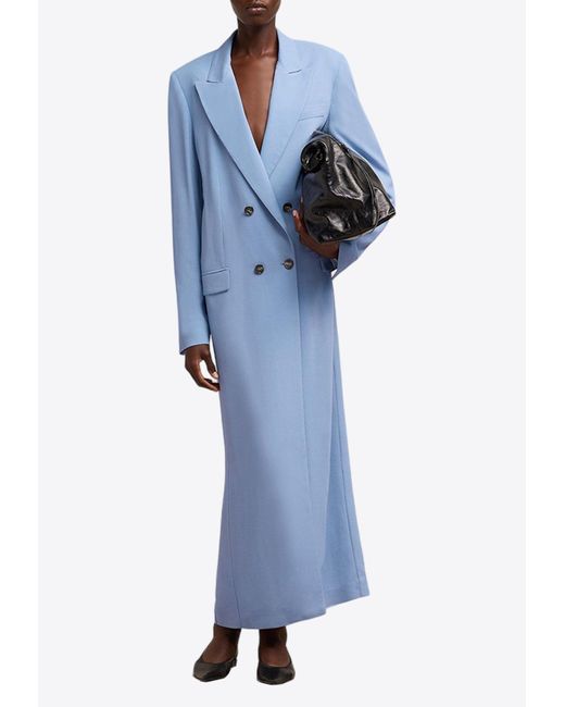 AMI Blue Double-Breasted Coat Maxi Dress