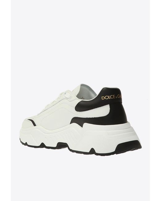 Dolce & Gabbana White Daymaster Low-Top Leather Sneakers