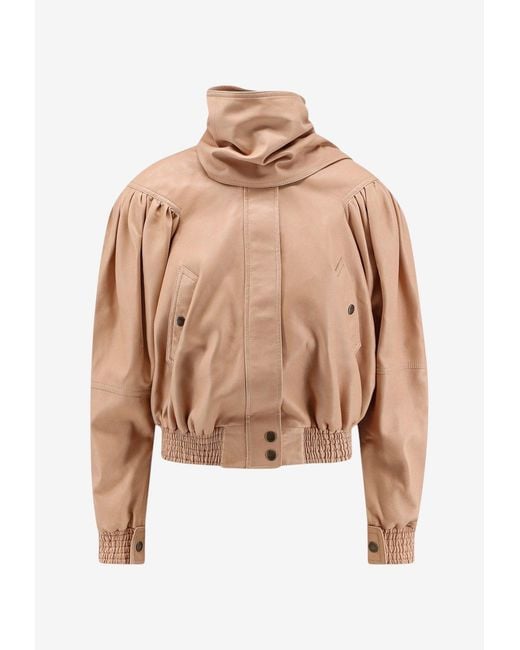 Chloé Natural High-Neck Buttoned Jacket