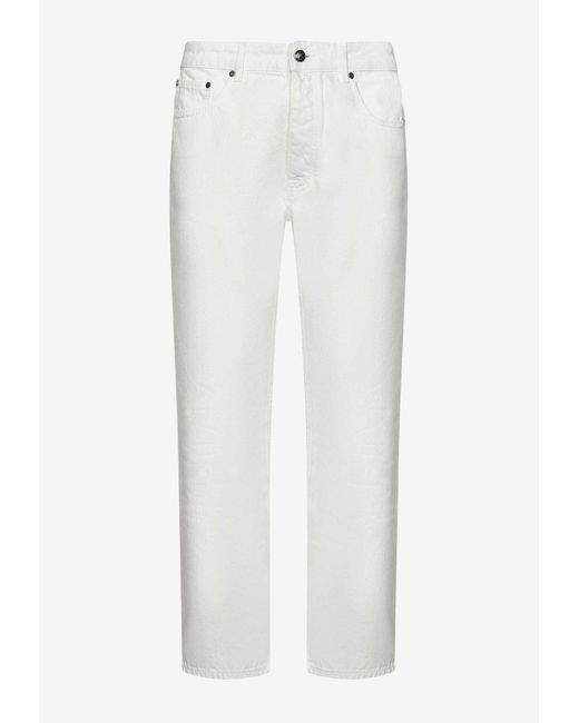 Palm Angels White Monogram Straight-Leg Jeans for men
