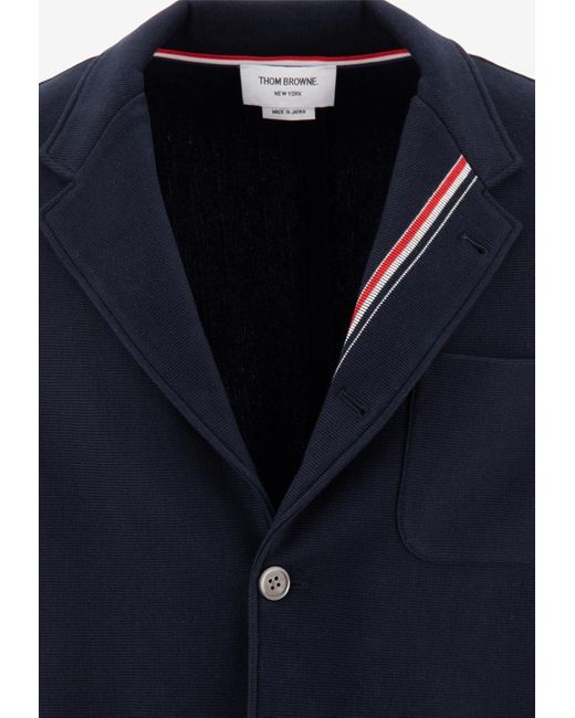 Thom Browne Blue Deconstructed Single-Breasted Buttoned Blazer for men