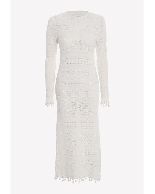 Zimmermann Cotton Postcard Crochet Knit Midi Dress in White - Lyst