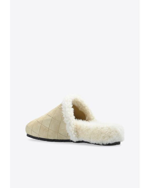 Bottega Veneta White Reggie Padded Intrecciato Suede Slippers