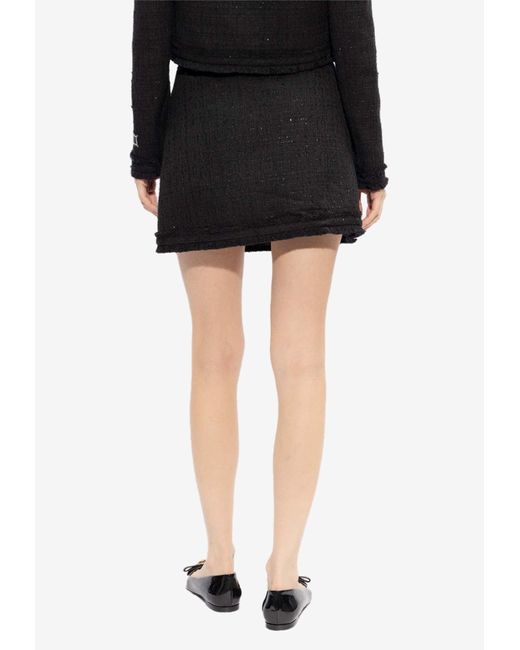 Versace Black A-Line Tweed Mini Skirt