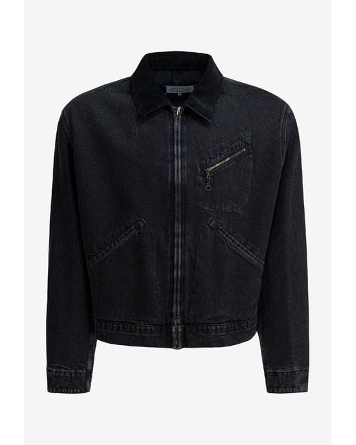 Maison Margiela Black Zip-Up Denim Jacket for men