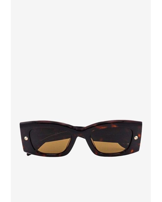 Alexander McQueen Black Spike Studs Rectangular Sunglasses