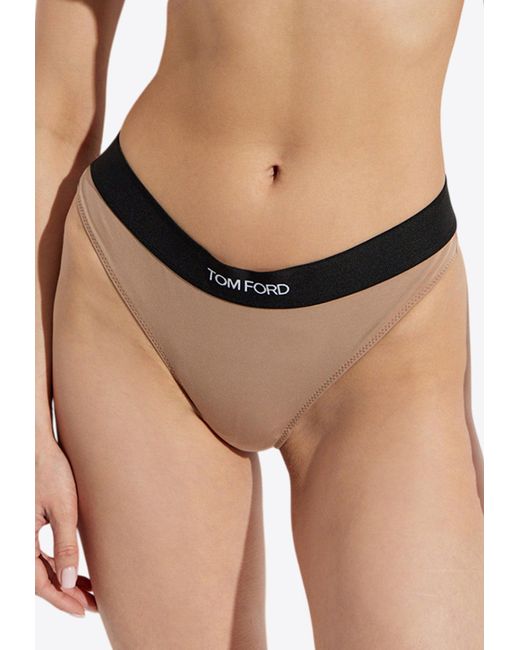 ショーツ TOM FORD WOMEN Logo-waistband Thong Black TOM FORD logo-waistband Thong | Black | FARFETCH