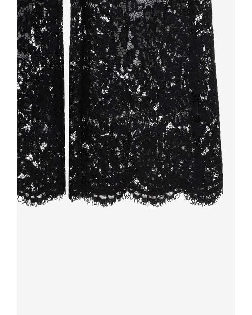 Dolce & Gabbana Black Flared-leg Lace Pants