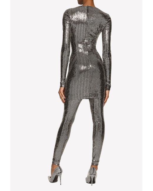 Dolce & Gabbana Metallic Sequin Embellished Mini Dress