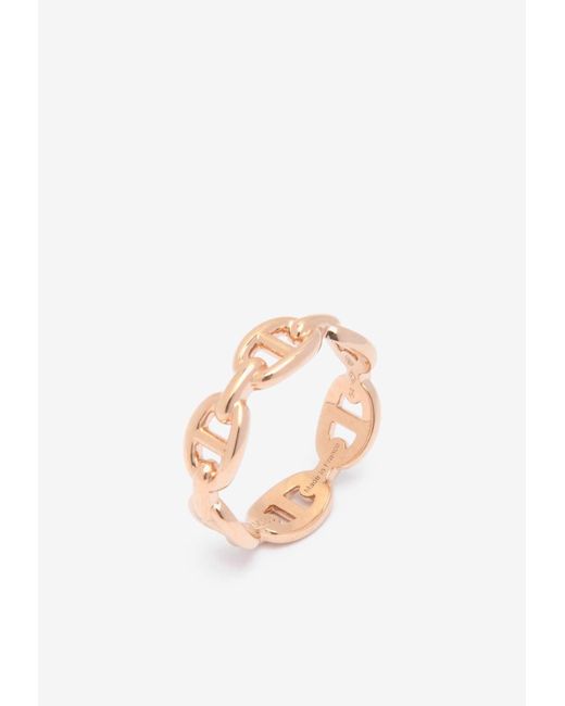 Hermès White Chaine D'ancre Enchaînée Ring In Rose Gold