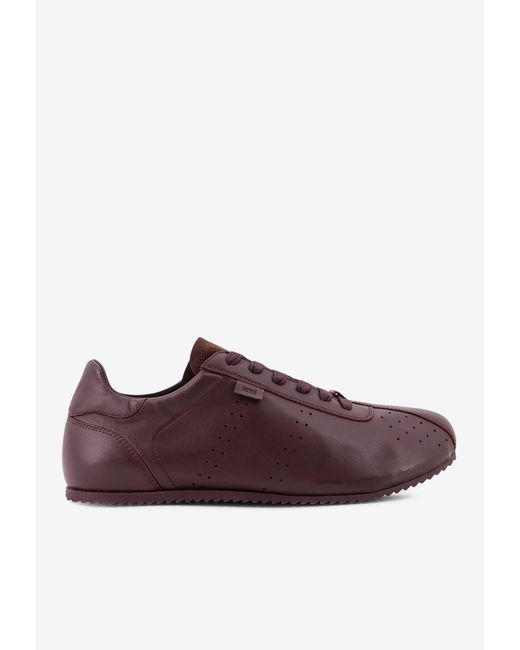 AMI Brown Step Leather Sneakers for men