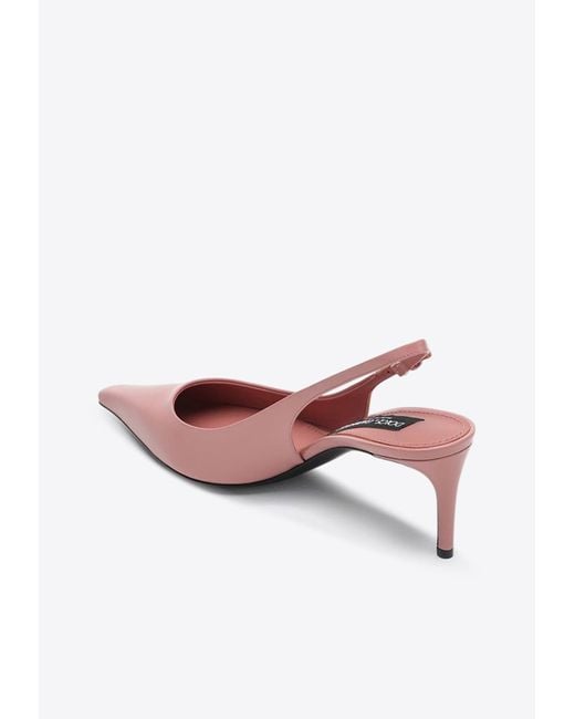 Dolce & Gabbana Pink Mun 90 Polished Calfskin Slingback Pumps