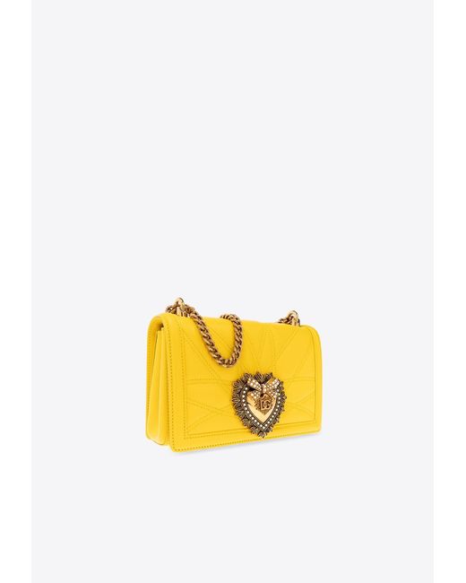 Dolce & Gabbana Yellow Medium Devotion Crossbody Bag
