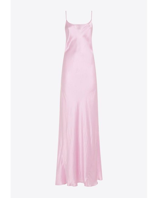 Victoria Beckham Pink Flared Cami Satin Dress