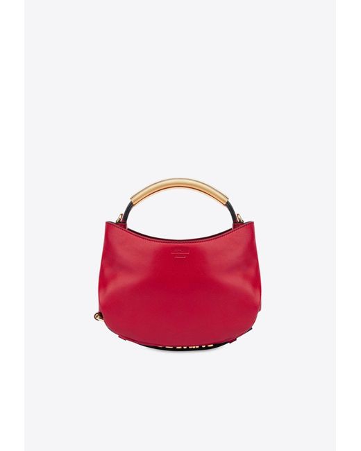 Moschino Red Small Handle Me Leather Top Handle Bag