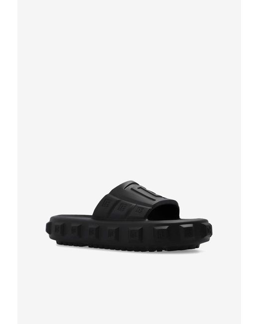 Balmain Black Ari Slides Balmain - Ari Logo-Embossed Rubber Slides - Black Balmain main image 2