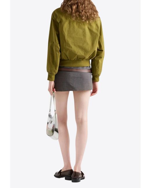 Prada Black Printed Belt Wool Mini Skirt