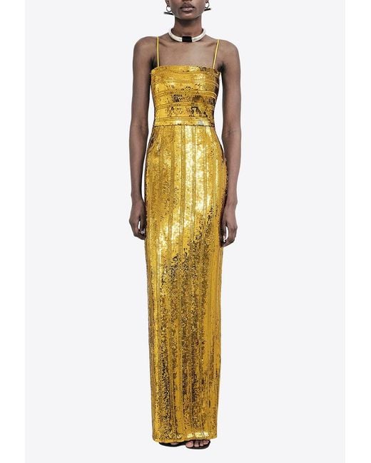 galvan yellow dress Off-the-shoulder Draped Maxi Persephone one-shoulder maxi dress in