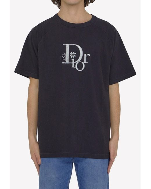 Dior Black X Erl Heathered Logo T-shirt for men