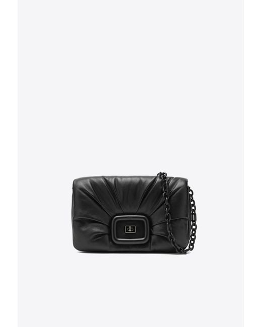 Roger Vivier Viv' Choc Leather Shoulder Bag in Black Lyst