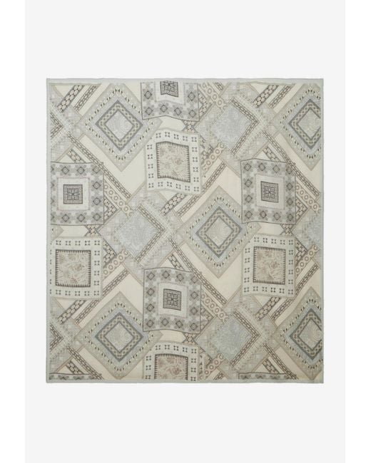 Etro Gray Cashmere Geometric-Pattern Scarf