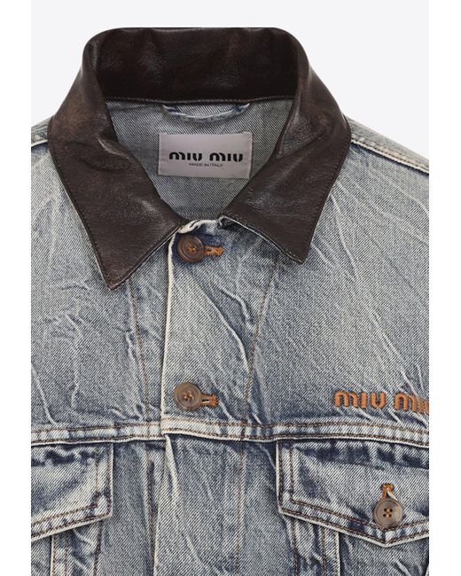 Miu Miu Gray Washed-Out Denim Jacket