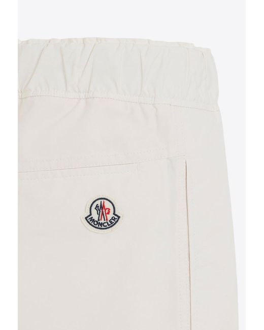 Moncler White Logo Patch Straight-Leg Track Pants for men