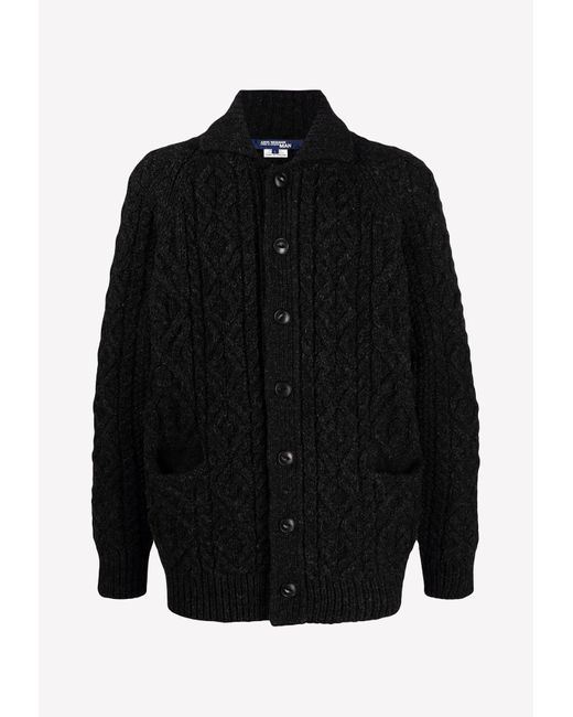 Junya Watanabe Wool Chunky Cableknit Cardigan in Charcoal (Black) for
