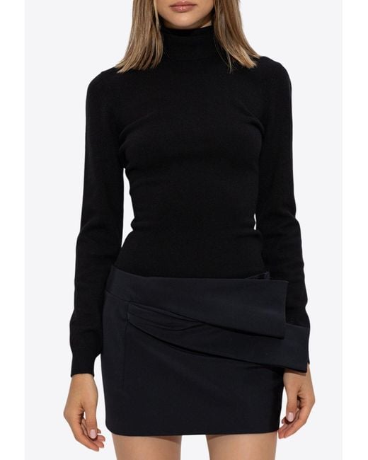 Givenchy Black Self-Tie Wool Blend Sweater