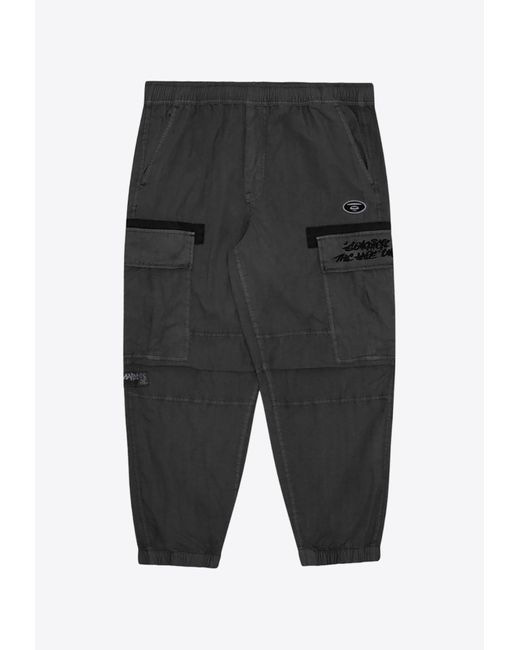 Aape Gray Logo-Patch Cargo Pants for men