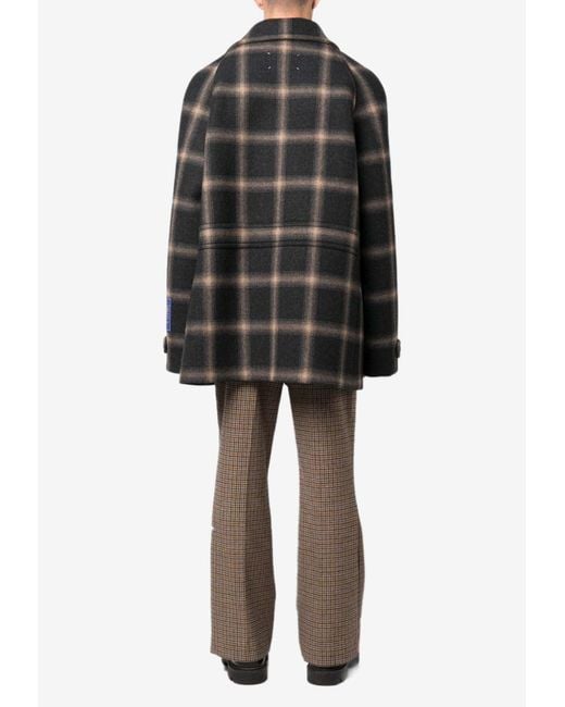 Maison Margiela Black Pendleton Checked Double-Breasted Coat for men
