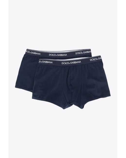 Dolce & Gabbana Blue Two-Pack Logo Band Boxers for men