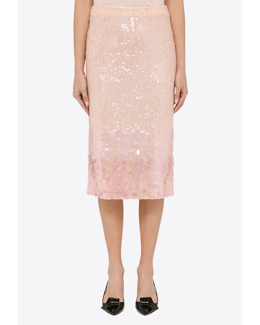P.A.R.O.S.H. Pink Sequined Pencil Skirt