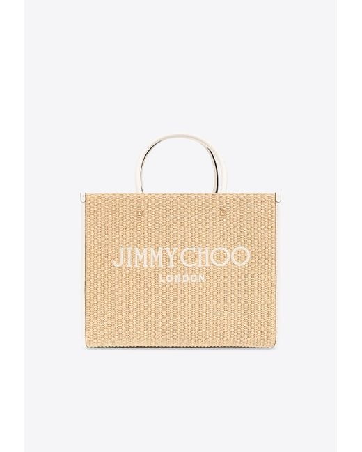 Jimmy Choo Natural Medium Avenue Raffia Tote Bag