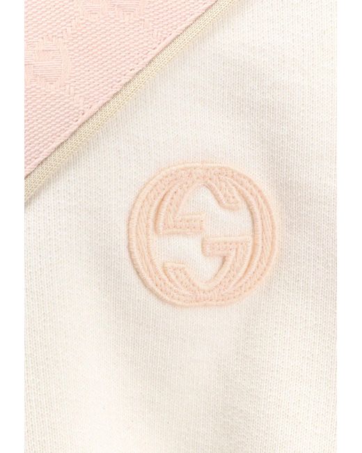 Gucci White Zip-Up Hooded Sweatshirt With Logo Patch