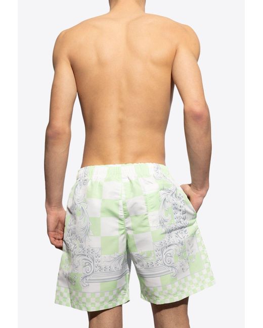 Versace Green Medusa Contrasto Board Shorts for men