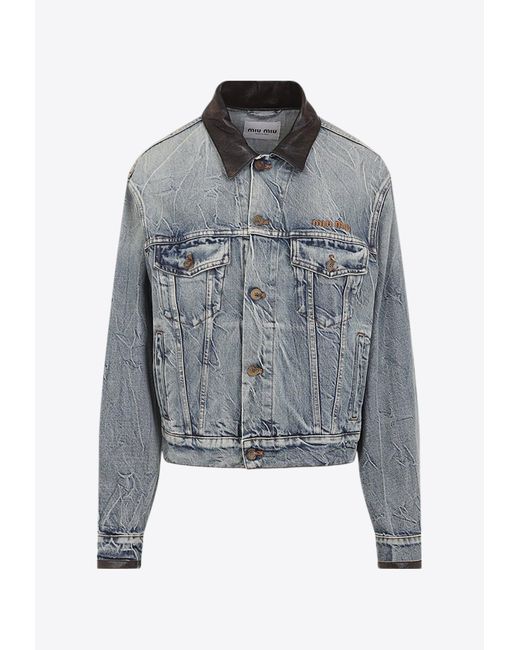 Miu Miu Gray Washed-Out Denim Jacket