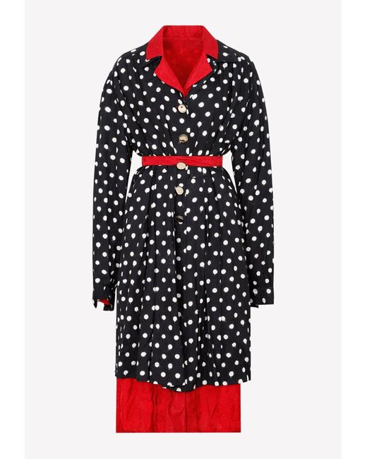 Balenciaga Red Reversible Polka Dot Jacquard Maxi Dress