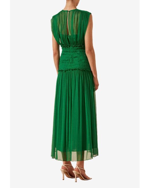 Shona Joy Green Malina Pleated Midi Dress