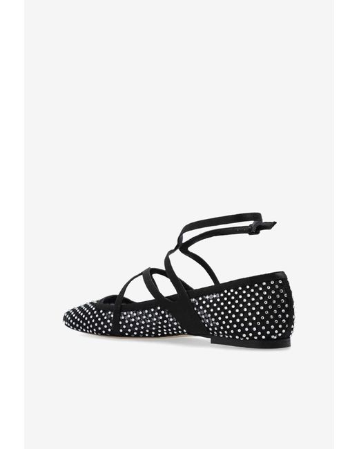 Jimmy Choo White Astoria Crystal-Embellishment Ballet Flats