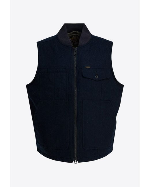 Filson Blue Wool-Blend Zip-Up Vest for men