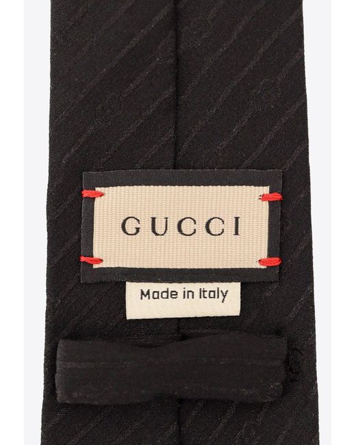 Gucci Black Jacquard Interlocking G Silk Tie for men