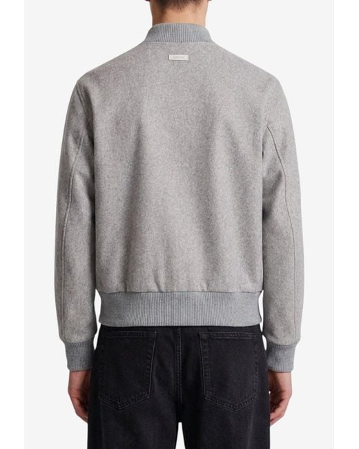 Lardini Gray Wool Bomber Jacket for men