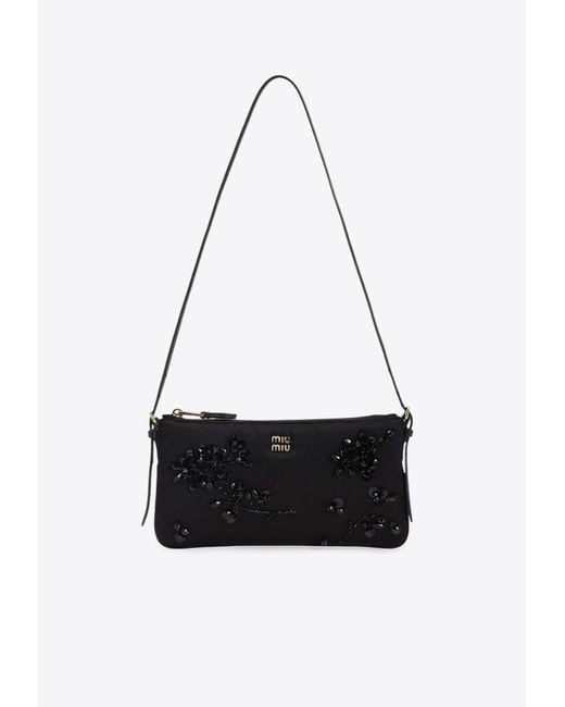 【MIUMIU】Mini Duchesse CrystalEmbellished Pouch(関税込み) Miu Miu Mini Duchesse Crystal-Embellished Pouch in White | Lyst