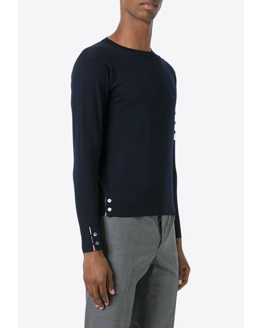 Thom Browne Blue 4-Bar Stripes Wool Sweater for men
