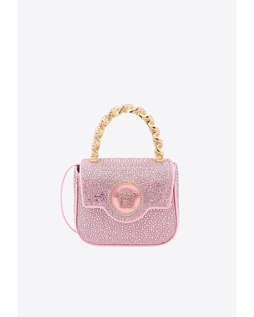 Versace Pink Mini Medusa All-Over Rhinestones Bag