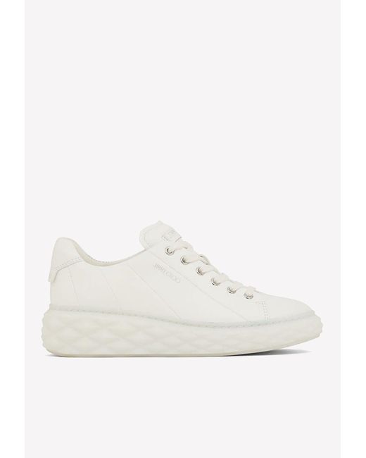 Jimmy Choo Diamond Light Maxi Leather Sneakers in White | Lyst Canada