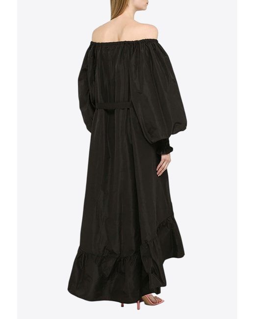 Patou Black Off-Shoulder Faille Maxi Dress