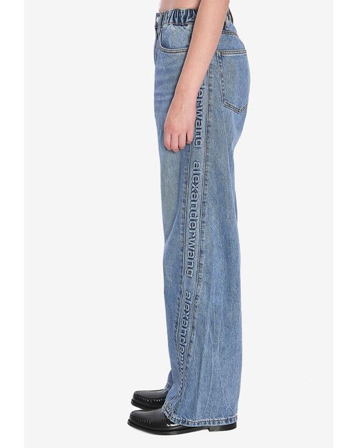 Alexander Wang Blue Washed Wide-Leg Jeans