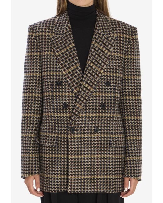 Saint Laurent Black Wool Check Oversized Jacket